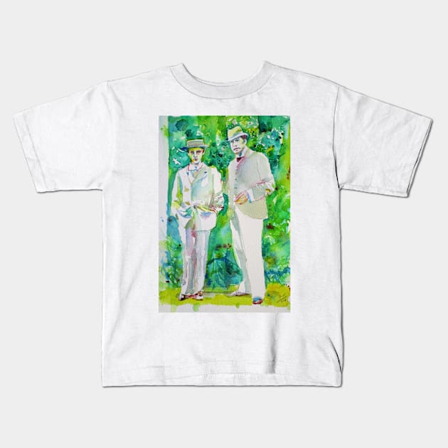 OSCAR WILDE and LORD ALFRED DOUGLAS watercolor portrait.2 Kids T-Shirt by lautir